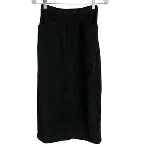 VTG Cambridge Dry Goods Twill Maxi Pencil Skirt Size XS Black Y2K